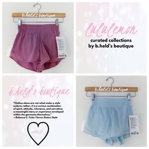 ⚛️💨 lululemon Velvet Dust & Powder Blue Hotty Hot Short 2.5" Bundle Size 0 NWT